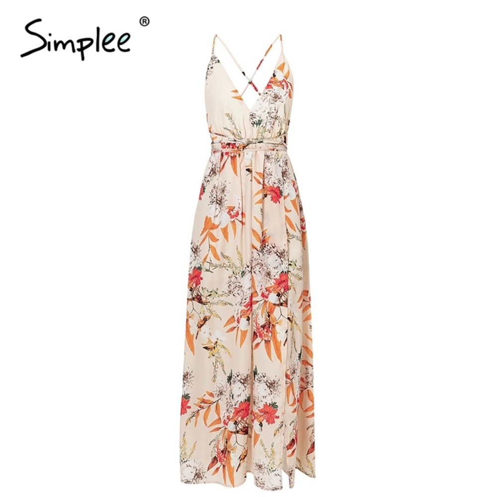 NWT Floral cream SIMPLEE SUNDRESS